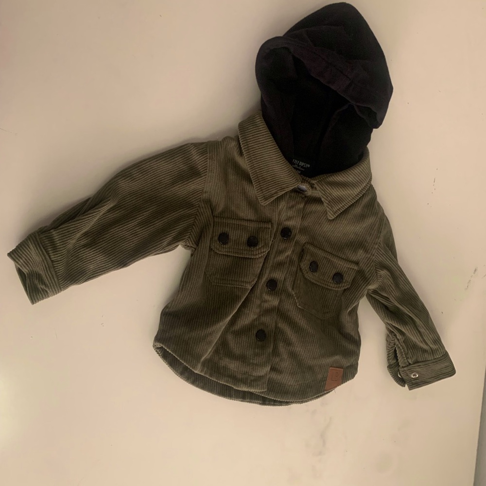 Little Bipsy Olive Corduroy Jean Jacket with Hood